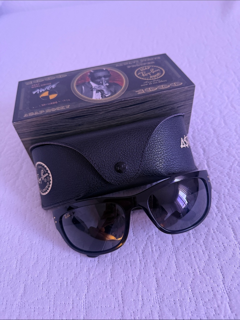 Ray-Ban Black Leatherette Sunglasses Case with Gold Logo